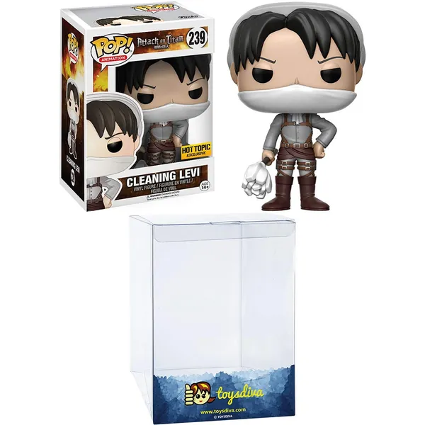Cleaning Levi (Hot Topic Exc): Funk o Pop! Animation Vinyl Figure Bundle with 1 Compatible 'ToysDiva' Graphic Protector (239 - 14291 - B) - 