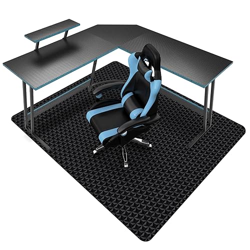 Office Chair Mat for Hard Floor, SALLOUS 63" x 51" Large Office Chair Mat, Gaming Chair Mat for Hardwood Floor, Multi-Purpose Floor Protector Desk Chair Mat for Home Office (Black) - 63"x51" (for hard floors) - Black (3d Hexagram Pattern)