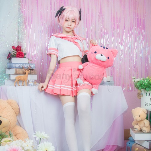 【In Stock】Anime Fate/Apocrypha Astolfo JK Pink School Uniform Cosplay Costumes - L