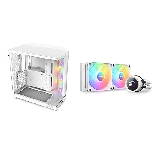 NZXT H6 Flow RGB (2023) Compact Dual-Chamber ATX Case with RGB Fans & Kraken 240 RGB - 240mm AIO CPU Liquid Cooler - H6 Flow RGB + Kraken 240 RGB