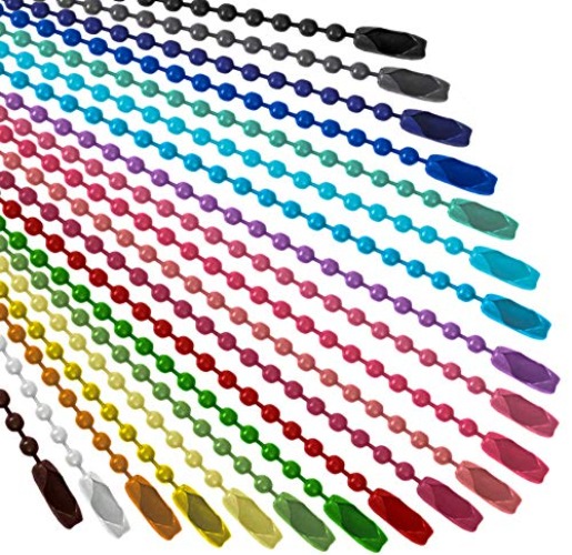 SANNIX 100Pcs Ball Beads Chain, Metal Chain, 4.72 Inch Ball Chain Keychains with Connectors for Hanging Decoration - Mixed Color