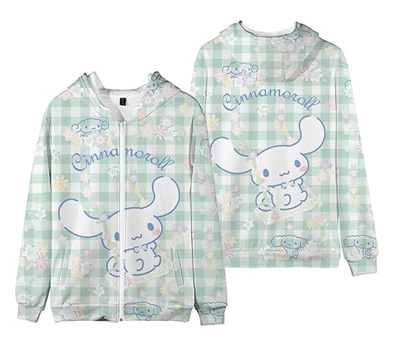 WANHONGYUE Cinnamoroll Zipper Hoodie Sweatshirt Women's Long Sleeve Fleece Hooded Jacket Girls Cartoon Pullover Sweaters - 4XL - Color/21