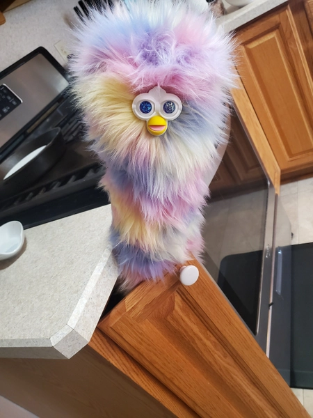 Plush Pastel Long Furby - 3 Feet long! pastel rainbow fur, lavender eyes. please read description