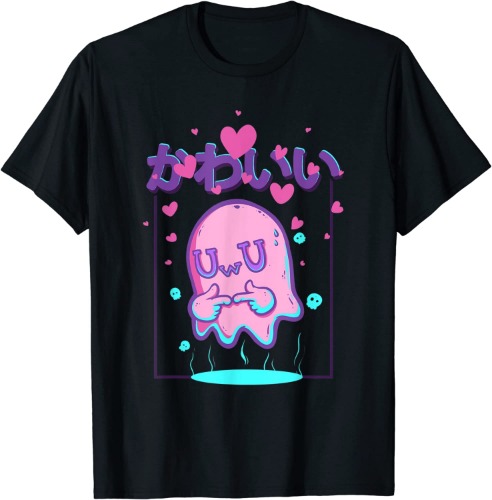 Kawaii Uwu Ghost Anime Japanese Manga Otaku Halloween T-Shirt