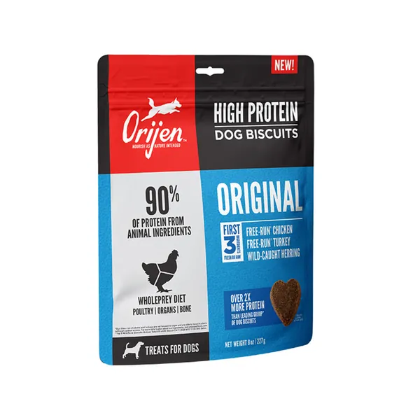 ORIJEN High Protein Dog Biscuit Treats, Grain-free, Original, 8 oz - Biscuit Treats Original 8 Ounce (Pack of 1)