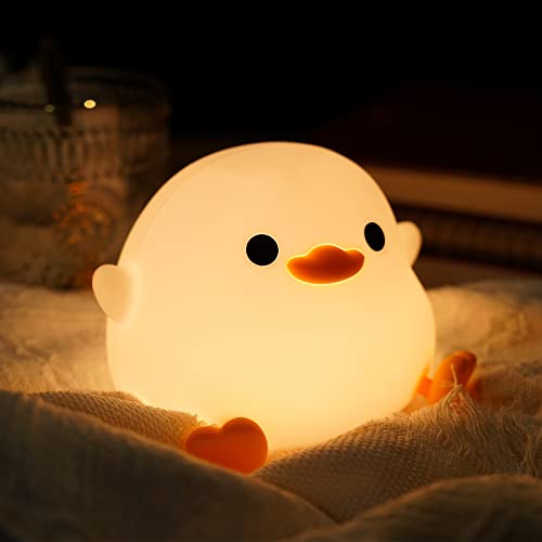 Amaredom DoDo Duck Night Light, Cute Duck Lamp, Silicone Dimmable Nursery Nightlight, Rechargeable LED Bedside Lamp with 20 Minutes Timer & Tap Control Baby Girls Women Bedrooms, Living Room - DoDo Duck