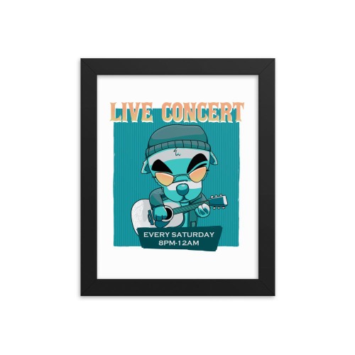Live Concert | 8x10 in Framed poster | Animal Crossing - Black