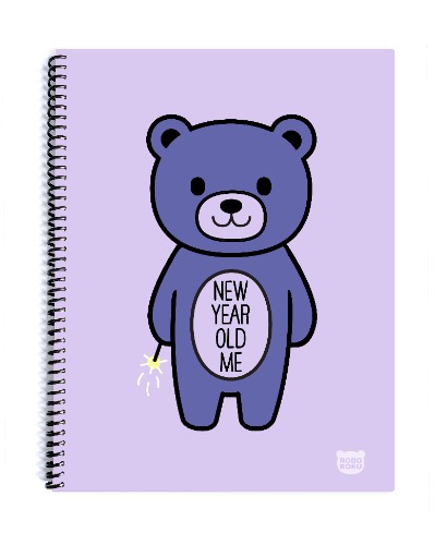 New Year, Old Me Mood Bear Notebook - Regular: 16pt Glossy Cardstock and Chipboard back / Lined