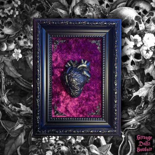 Purple anatomical heart frame, gothic home decor, anatomy frame, Strange Dollz Boudoir