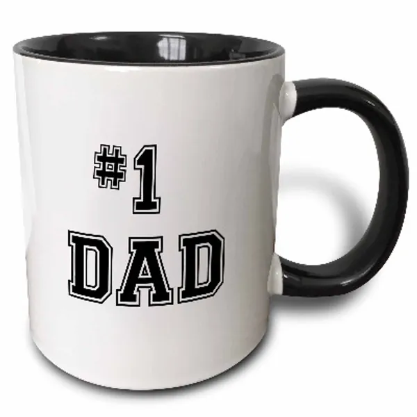 3dRose # 1 Dad Mug, 1 Count (Pack of 1), Black