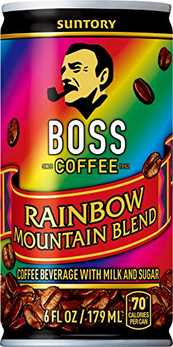 BOSS Coffee by Suntory – Rainbow Mountain Blend Japanese Flash Brew Coffee, 6oz 12 Pack, Imported from Japan, Espresso Doubleshot, Ready to Drink, Contains Milk, No Gluten