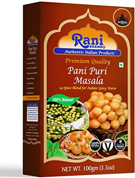 Rani Pani Puri Masala (14-Spice Blend for Indian Spicy Water) 3.5oz (100g) ~ All Natural | Vegan | No Colors | Gluten Friendly | NON-GMO | Indian Origin, gol gappa - Pani Puri Masala