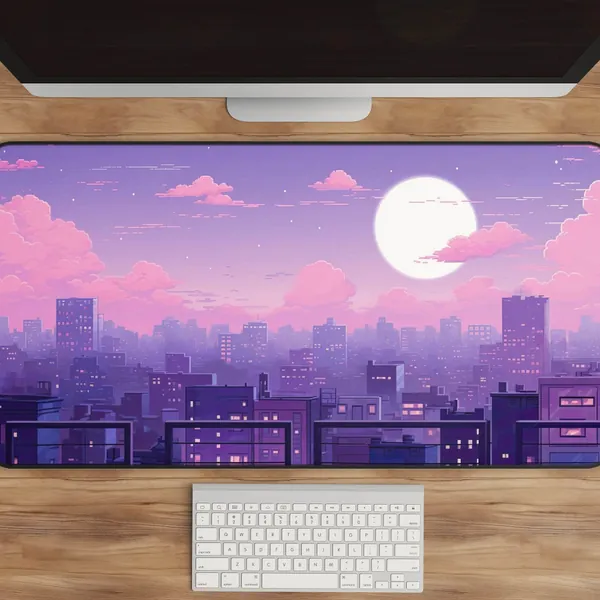 Kawaii Mouse Pad | Lofi Desk Mat | Vaporwave Desk Mat | Pixel Art Anime | Gaming Mouse Pad | Large Desk Mat | Cute Desk Accessories