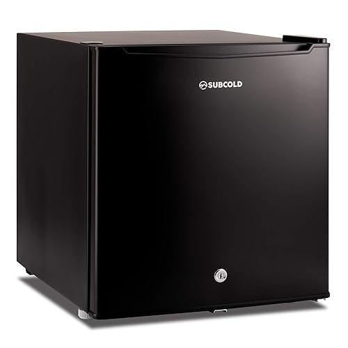 Subcold Eco50 Mini Fridge Black | Table-Top Model | Counter-Top Fridge | Solid Door with Chiller Box | Lock & Key | Energy Efficient (50L, Black) - 50L - Black