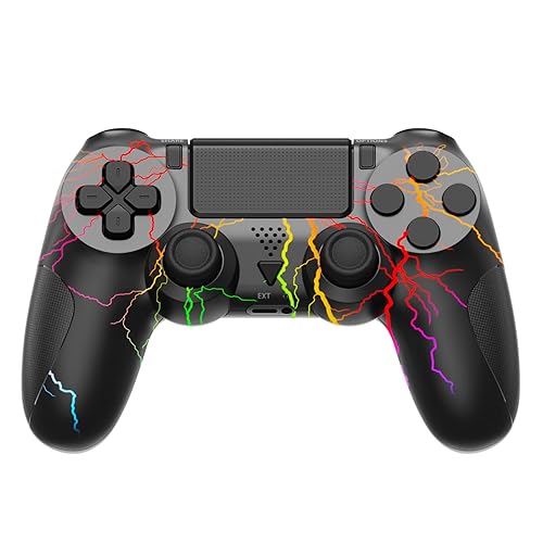 Wireless Controller for PS4, RGB Game Controller Compatible with PS-4/Slim/Pro/PC, Gamepad with Dual Vibration, 6-Axis, Touchpad, Headphone Jack, Screenshot, SDH