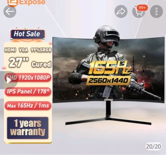Expose 27 inch curved 165Hz monitor