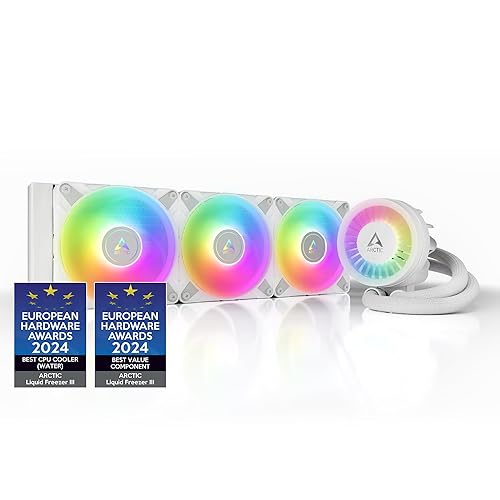 ARCTIC Liquid Freezer III 360 A-RGB - Water Cooling PC, AIO CPU Water Cooler, Intel & AMD, Efficient PWM-Controlled Pump, Fan: 200–2000 RPM, LGA1851 und LGA1700 Contact Frame - White - Liquid Freezer III 360 A-RGB - White