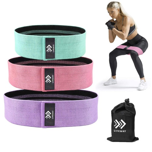 LIFEWAY Resistance Bands for Legs and Butt - Booty Bands Set, Non Slip Fabric Workout Bands Exercise Bands Glute Bands, Wide Stretch Resistance Loops Band - 3 Packs with Carrying Bag