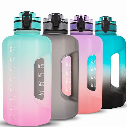 GIFUBOWA Sports Water Bottle 2.2L BPA Free Motivational Big Drinking Jug - Green/Pink Gradient