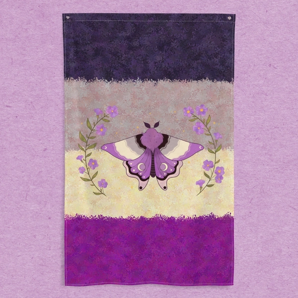 Cottagecore aesthetic Asexual pride moth flag | Ace flag | Pride flag