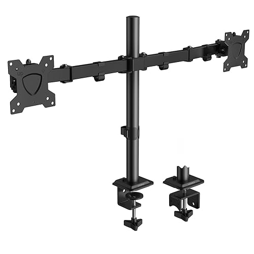KOORUI Single Monitor Arm Desk Mount, Holds Screens up to 13-27 inch Monitor, Fully Adjustable Stand with C-Clamp and Grommet Base, VESA 75x75mm or 100x100mm, Fit up to 22.1lbs, Black, KR10G - Black - 17- 32"