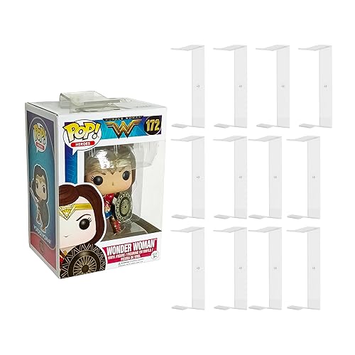 12-Pack Acrylic Shelves Wall Mount Compatible with Pop Figure Display in Box - No Drill Acrylic Floating Shelves Wall Display - for Collectible, Anime and Action Figurine Floating Shelves - Boxed Display