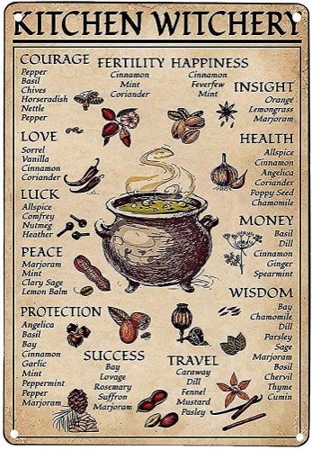 Krouterebs Witchy Room Decor Aesthetic Kitchen Witchery Witches Halloween Metal Tin Sign Kitchen Pub Novelty Coffee Bar Club Wall Poster 12x8 Inch Yard Garden Farm Man Cave - As Picture5 12x8 INCH