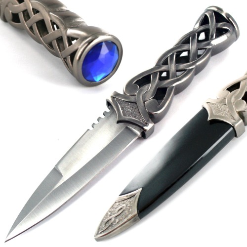 Ace Martial Arts Supply New Scottish Celtic Gaelic Twist Knot Blue Ruby Gemstone Wicca Dirk Dagger Knife, 9-Inch - Blue