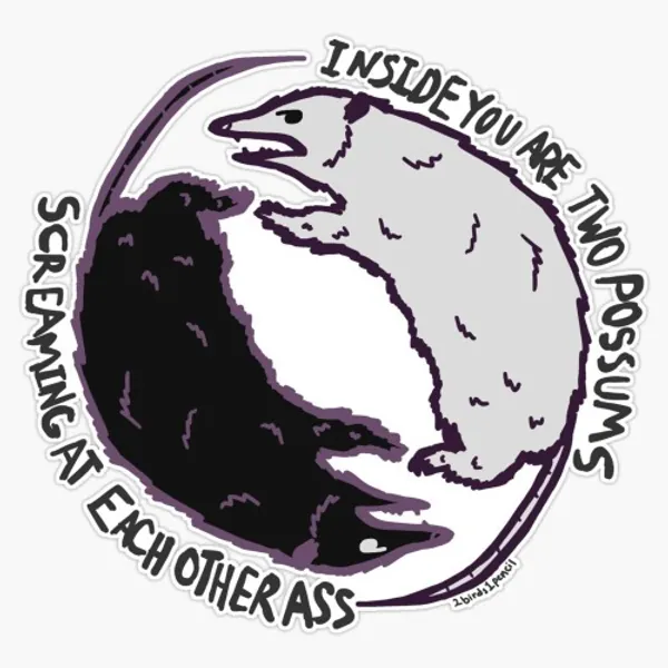 LAD Studio Ying Yang Possum Sticker Vinyl Bumper Sticker Decal Waterproof 5" -