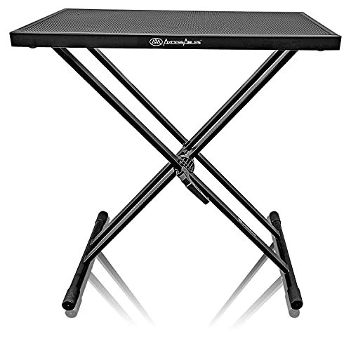 AxcessAbles Lightweight Portable DJ Table Stand | DJ booth with Double-X Keyboard Stand | DJ Laptop and Controller Stand | Midi Keyboard Stand | Audio Mixer Stand, DJ Desk, DJ Synth Stand - Table Only