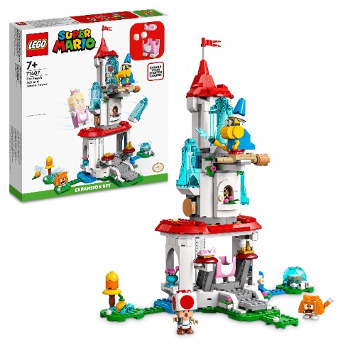 LEGO 71407 Super Mario Cat Peach Suit and Frozen Tower Expansion Set, Buildable Game with Castle Toy and Costume, plus Kamek & Toad Figures
