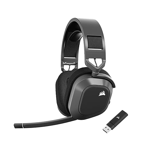 Corsair HS80 MAX Wireless Multiplatform Gaming Headset with Bluetooth – Dolby Atmos – Broadcast Quality Microphone – iCUE Compatible – PC, Mac, PS5, PS4, Mobile – Steel Gray - Gray