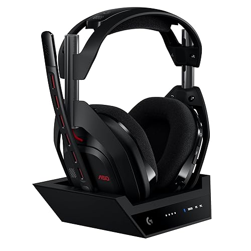 Logitech G Astro A50 Omni-Platform Wireless Gaming Headset + Base Station for PS5, Xbox, PC: PLAYSYNC Audio Switcher, <16 bit/48kHz (Console), <24 bit/48 kHz (PC), 24hr Battery, 2.4GHz & BT - Black - Black - PLAYSYNC Audio