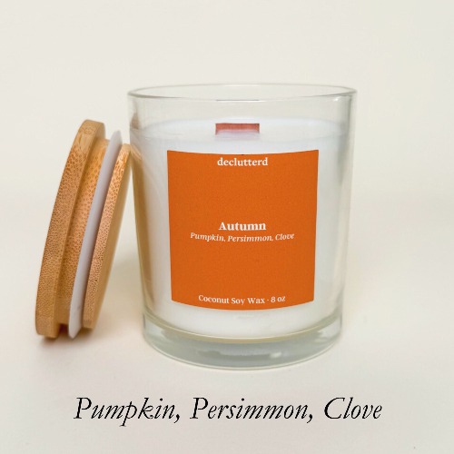 declutterd Candles Wholesale Bulk Wood Wick 8 oz. Wholesale, Events, Galas, etc. - Autumn 8 oz. (Pumpkin - Persimmon - Clove)