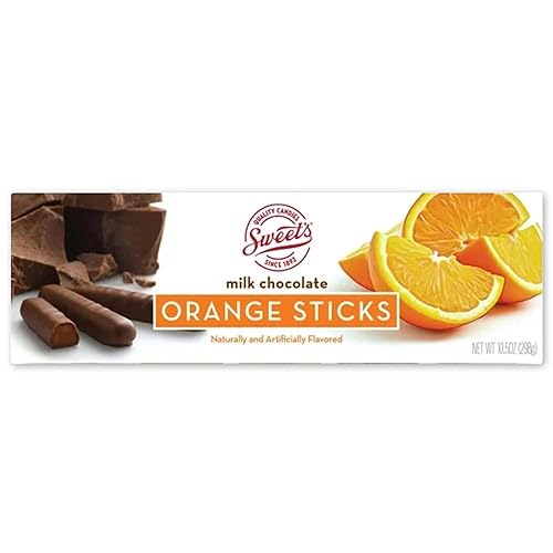 Sweet Candy Company Milk Chocolate Orange Sticks - Gourmet Chocolate Covered Sticks, Chocolate Fruit Flavored Sticks, Gift Idea for Holidays, Gluten Free, Kosher - 10.5 oz Box - Orange - 10.5 Ounce (Pack of 1)