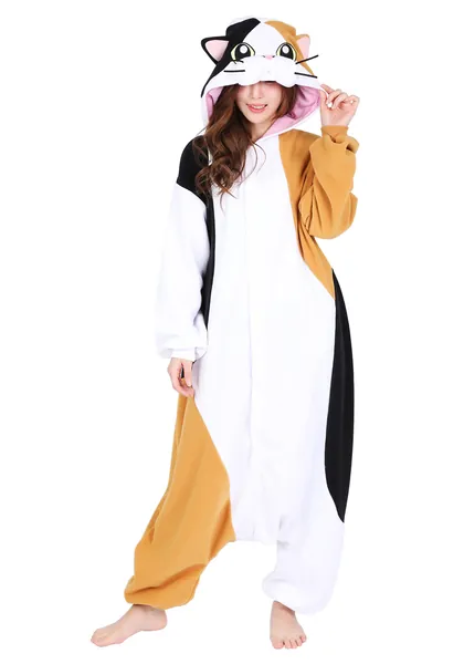 SAZAC Calico Cat Kigurumi - Onesie Jumpsuit Halloween Costume - X-Large