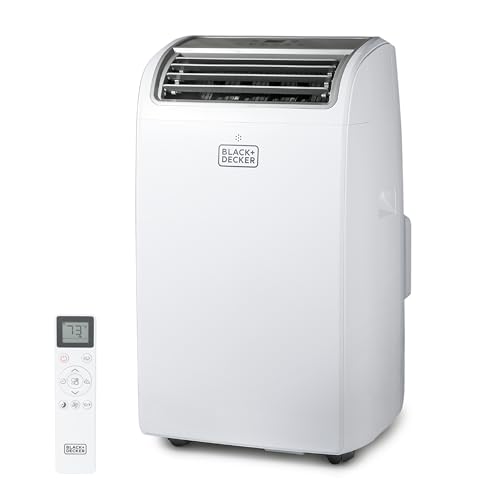 BLACK+DECKER Portable Air Conditioner, 8,150 BTU SACC/CEC (12,000 BTU ASHRAE 128) for Rooms Up To 550 Sq. Ft., Portable AC with Follow Me Remote Control, White - 1 Count (Pack of 1)