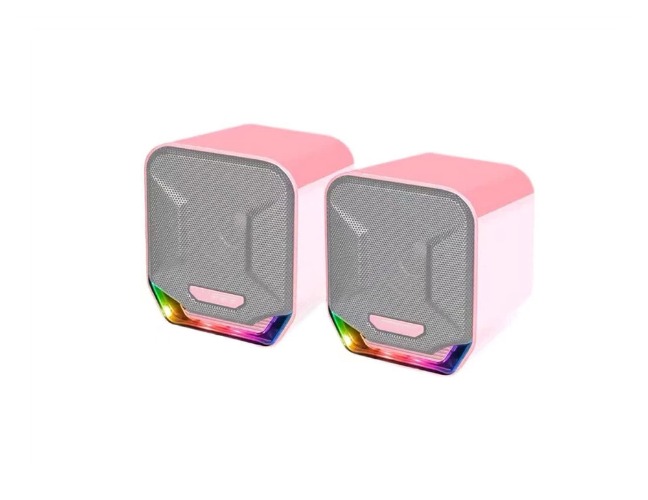 Fantech Computer Speakers, Small Body Deep Bass, Stereo 2.0 USB Power Supply 3.5 Mm AUX Multimedia Speakers, PC Laptop Desktop Speakers (Color : Pink)