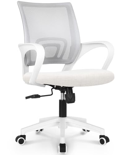 NEO CHAIR Computer Desk Chair Gaming - Ergonomic Mid Back Cushion Lumbar Support with Wheels Comfortable Mesh Racing Seat Adjustable Swivel Rolling Home Executive (Ivory) - Ivory