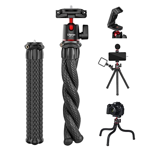 ULANZI Camera Tripod, Mini Flexible Stand with Hidden Phone Holder w Cold Shoe Mount, 1/4'' Screw for Magic Arm, Universal for iPhone 13 12 Pro Max XS Max X 8 Samsung Canon Nikon Sony Cameras