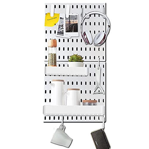 YOKEPO Pegboard Combination Kit with 2 Pegboards with Accessories Modular Hanging for Wall Organizer, Crafts Organization, Ornaments Display, Nursery Storage, White PegBoards for Wall