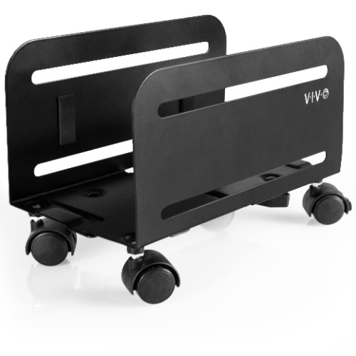 VIVO Black Computer Tower Desktop ATX-Case, CPU Steel Rolling Stand, Adjustable Mobile Cart Holder with Locking Caster Wheels (CART-PC01)