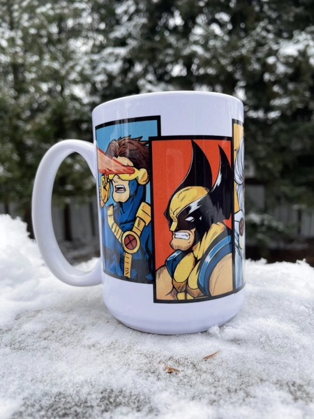The X-Men 15 Oz Mug. Cyclops, Wolverine, Storm, Gambit, Rogue