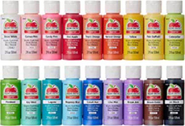 Apple Barrel Acrylic Paint Set, PROMOTCK 18 (2 fl oz/59 ml) Assorted Matte Finish Colors For Painting, Drawing & Art Supplies, DIY Arts And Crafts Acrylic Paint For Kids And Adults - 2 Fl Oz (Pack of 18)