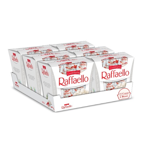 Ferrero Raffaello Almond Coconut Valentine's Day Candy, Perfect Valentine's Day Gift, 15 Count, Pack of 6 Individually Wrapped Coconut Candy Gift Boxes, 5.3 oz - 15 Count (Pack of 6) Raffaello