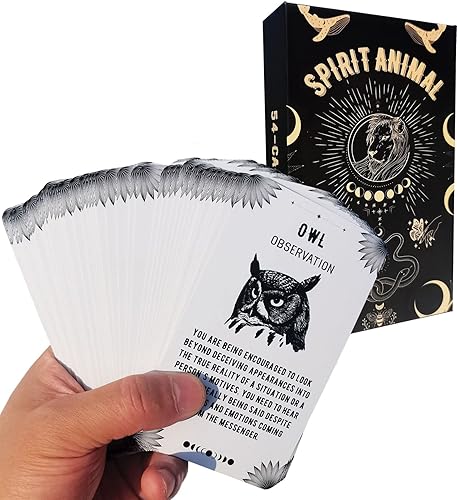iksya Spirit Animal Oracle Cards - 54 Tarot Deck and Oracle Deck Set Tarot Cards with Meanings On Them for Beginners Oracle Great Gift for Friend or Family