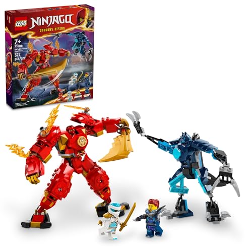 *for lil man * LEGO NINJAGO Kai’s Elemental Fire Mech Action Figure, Mini Ninja Toy for Kids with Customizable Red Ninja Figure Plus Kai and Zane Minifigures, Adventure Set for Boys and Girls Ages 7 and Up, 71808