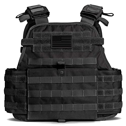 Tacticon Vest Fully Adjustable Tactical Vest | Combat Veteran Owned Company |Breathable 3D Mesh Liner - Tactical Black