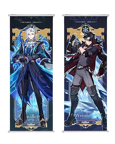 Neuvillette Wriothesley Poster Genshin Impact Hanging Painting Scroll Cartoon Comic Ornament Painting Scrolls Hanging Art Wall Decor - Neuvillette Wriothesley - Genshin Poster