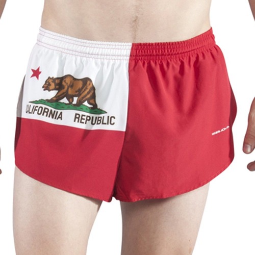 B.O.A Boa Mens 1" Elite Split Printed Running Short (1000CP) - California Flag Medium